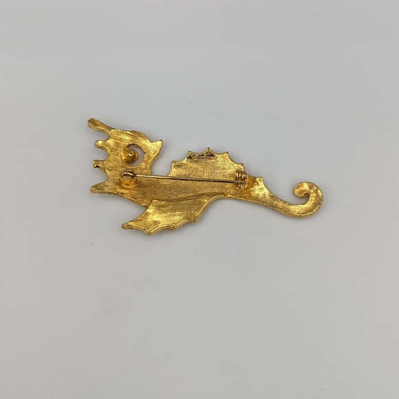 Beautiful Vintage Brushed Gold Tone Seahorse Brooch Unsigned - Picture 3 of 7